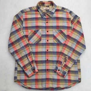 Wallace & Barnes Men's Plaid Button-Up Flannel Shirt Size L Colorful Preppy Work - Picture 1 of 15