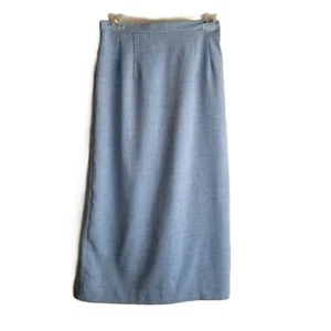 Sag Harbor Light Blue Polyester Midi Skirt Size 10P Coastal Minimalist Elastic - Picture 1 of 5
