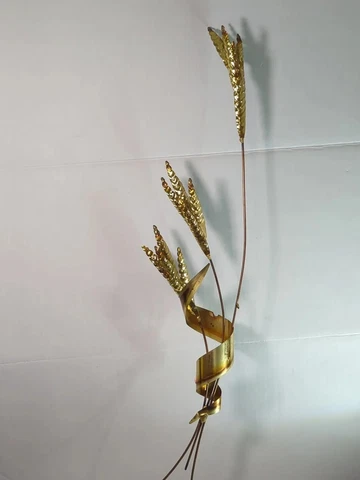 VINTAGE 32" Gold copper BRASS WHEAT WALL HANGING 3 DIMENSIONAL ART METAl decor Cover