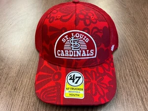 ST LOUIS CARDINALS 47 SHELLY FLORAL YOUTH TRUCKER SNAPBACK HAT CAP MLB NWT $30 - Picture 1 of 4