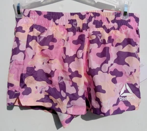 Reebok Girls Running Shorts, Girls Reebok Running Shorts M (7/8) Camo Crushed Gr - Picture 1 of 5