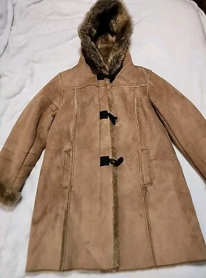 Vtg Y2K Chadwicks Coat Womens Size M Outerwear Shaggy Faux Fur Brown 1970s - Image 1 of 4