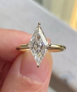 Fancy Gift Ring Kite Cut Solitaire Moissanite Gift Ring 14K Yellow Gold Plated - Picture 1 of 6