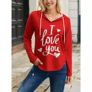 I LOVE YOU Drawstring Long Sleeve Hoodie - Picture 1 of 4