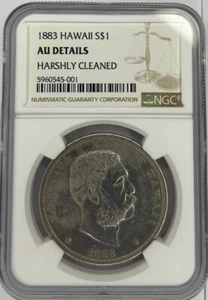1883 Kingdom of Hawaii Silver Dollar NGC AU Details Cleaned - Picture 1 of 2