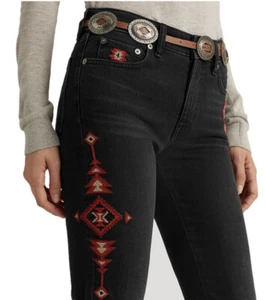 Neu Lauren Ralph Lauren bestickte gerade Jeans Damen Empire schwarze Waschung - Bild 1 von 3