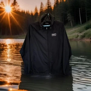 Sport-Tek Windbreaker Jacket Men 2XL Black Hooded Pockets Golf Work Outdoor EUC - Picture 1 of 19