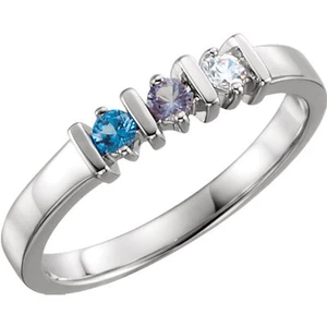 Sterling SILVER Mother's Birthstone Ring 2-6 Stones, Mother family Jewelry Ring - Picture 1 of 18