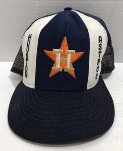 Vintage Houston Astros Trucker Hat Cap Lucky Stripes AJD Snapback MLB Size L - Picture 1 of 8