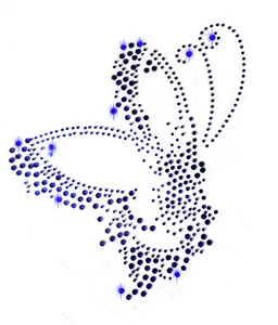STRASSSTEINE SCHMETTERLING BÜGELBILD HOTFIX APPLIKATION STRASS BUTTERFLY BLAU - Picture 1 of 6