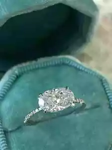 3.50Ct Oval Cut Lab Created Diamond Engagement Ring 14k White Gold Plated - Picture 1 of 3