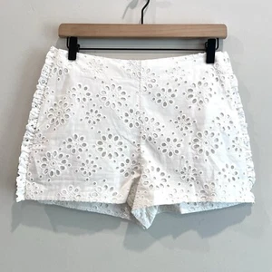 LPA Women's S High Waist Eyelet Side Ruffle Cotton Shorts White - Picture 1 of 12