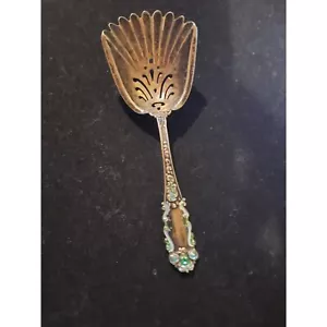 Antique Sterling Pierced and Enameled Scoop, Old Victorian Watson - Picture 1 of 8