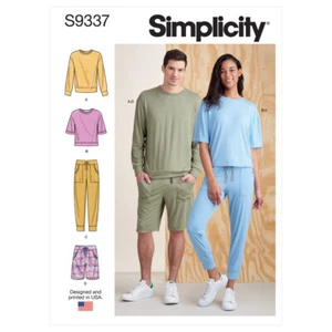 Simplicity Pattern S9337 | Unisex Adults XS-XL Knit Pants Shorts & Tops NEW - Picture 1 of 4