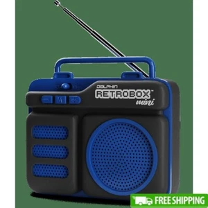 Mini Bluetooth Speaker Retro Radio FM USB AUX 500 MAh Battery 12 H Playtime Blue - Picture 1 of 4