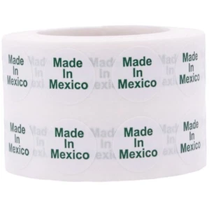 Weiß mit Grün Made in Mexico Kreisaufkleber, 1/2 Zoll rund, 1000 Etiketten - Bild 1 von 2