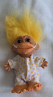 Vtg 5" Russ Easter Troll Doll Chicken Duck Yellow Hair Polka Dot Costume Sleeper