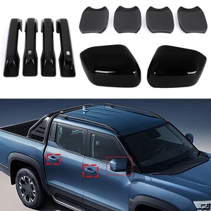 Gloss Black Side Mirror + Door Handle Bowl Cover For BYD Shark 6 2024 2025 10PCS - Picture 1 of 16