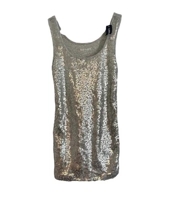 Old Navy Tank Top Women’s S/P Gray Sequin Front Sparkle Bling Shirt NWT - Image 1 of 4