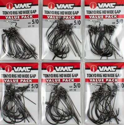 (LOTE DE 6) VMC TOKYO RIG HD WIDE GAP 5/0 VALUE PACK TDWG#5/0BNVP H1206 Foto 1 de 3