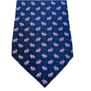 THOMAS PINK Brand Woven Silk Purple Tie with Bunny Rabbits Made in England - Picture 1 of 5