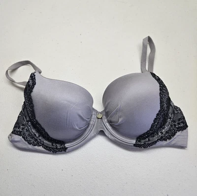 Victoria's Secret Women Bra 34B Gray Fabulous By Lined Demi Lace Adjustable - Image 1 of 4