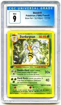 CGC 9 MINT French Beedrill / Dardargnan Rare Base 1st Edition Pokemon 17/102 -09 - Image 1 of 2