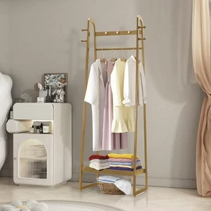Folding Bamboo Wooden Clothes Rail Rack Garment Hanging Stand Shoe Storage Shelf - Picture 1 of 46