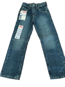 Wrangler Boys Youth Straight Leg Jeans Size 7 Slim, Adjustable Waist, New - Picture 1 of 8