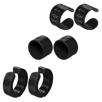 Juego de 3 pares de pendientes falsos de aro magnético de acero inoxidable runa vikinga para hombre Foto 1 de 4