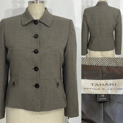 Tahari Brown Jacket Blazer  Plus Size 16 New With Tags - Image 1 of 4