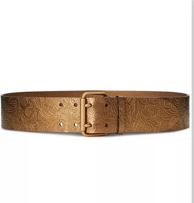 Cinturón de bronce de doble punta de cuero para mujer Lauren Ralph Lauren M/34" Foto 1 de 2