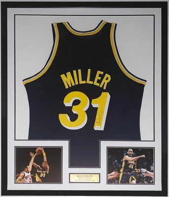 Camiseta Reggie Miller Autografiada Campeón Indiana Pacers Certificado de Autenticidad JSA Enmarcada y Foto Foto 1 de 4