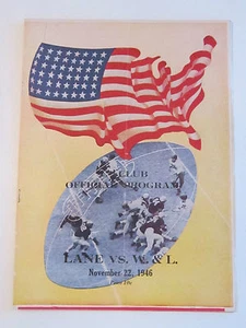 1946 LANE VS. W. & L. FOOTBALL OFFICIAL PROGRAM - GOOD COND.- TUB Z - Picture 1 of 3