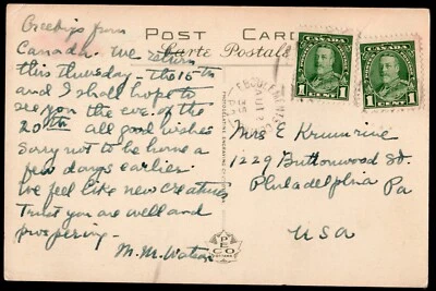 Scott #217 King George V (2) on Postcard 08/02/1935 Eboulements Centre Ottawa? - Image 1 of 3