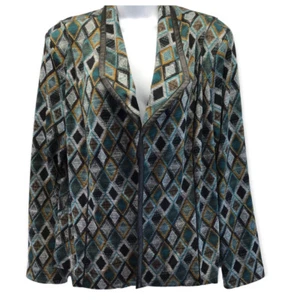 Cardigan donna XL nuovo shacket aperto davanti Christopher & Banks foderato geometrico - Foto 1 di 12
