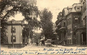 Vintage RI Postcard Benefit Street View Providence Horse Carriage 1907 Rotograph - Picture 1 of 3