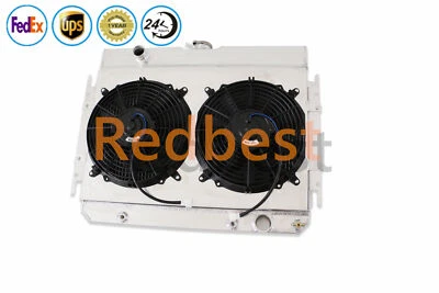 4 Row Radiator&Shroud&Fan For 1963-1968 Chevrolet Impala /Bel Air/Biscayne V8 I6 - Image 1 of 4