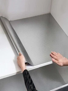 Alfombrilla de cajón de cocina autoadhesiva a prueba de aceite revestimiento de estante de papel de aluminio impermeable - Imagen 1 de 9