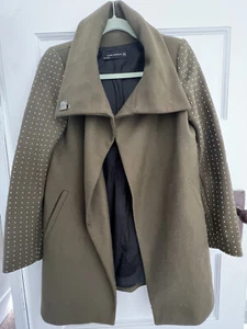 Zara khaki studded sleeve coat XS - Picture 1 of 2