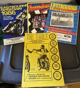 4 Vintage EASTBOURNE/CANTERBURY 1980's speedway sports programmes CUP LEAGUE - Picture 1 of 3