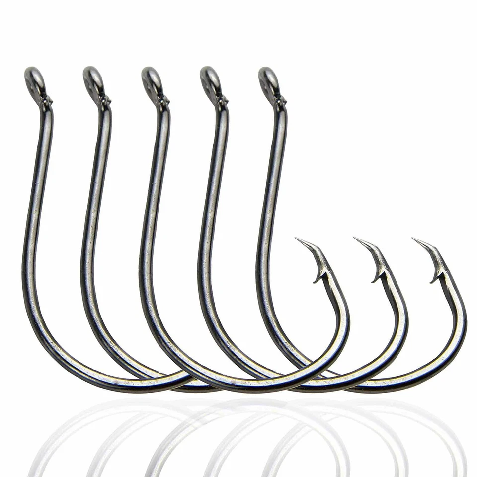 200pcs 2X Strong Offset Sport Circle Fishing Hooks 7384 Black Octopus Fish Hooks - Image 1 of 4
