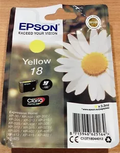 GENUINE EPSON 18 Yellow cartridge ORIGINAL T1804 DAISY vacuum sealed ink 2025 - Picture 1 of 5