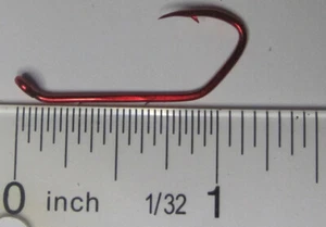 100 Matzuo Sickle x-wide gape Hooks 140060 #2 Red Chrome create snell / harnesse - Picture 1 of 1