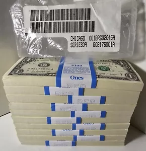 2009 $1 Chicago (G) 100 Consecutive Uncirculated 1 Dollar Bills From BEP Brick - Picture 1 of 8