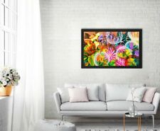 Large Mordern original art contemporary abstract signed painting indian artist.