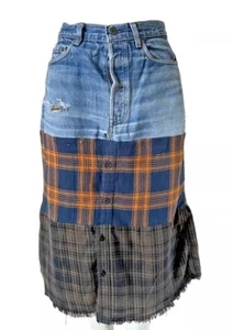 Levi's Denim shirt skirt Size 12 Midi length upcycled - Picture 1 of 4