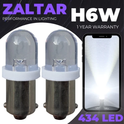 H6w Led Xenon Ice White Reversing Light Bulbs 433 434 Bax9s Offset Pins Hid X2 - Image 1 of 4