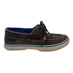 Sperry Top-Sider Jungen Bootsschuhe Größe 11M braun Canvas blaue Akzente Schnürsenkel zum Binden - Bild 1 von 9