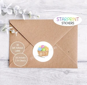 Crochet 48 Round Labels/Envelope Seals/Bag Stickers, Product Labels Business Fun - Bild 1 von 1